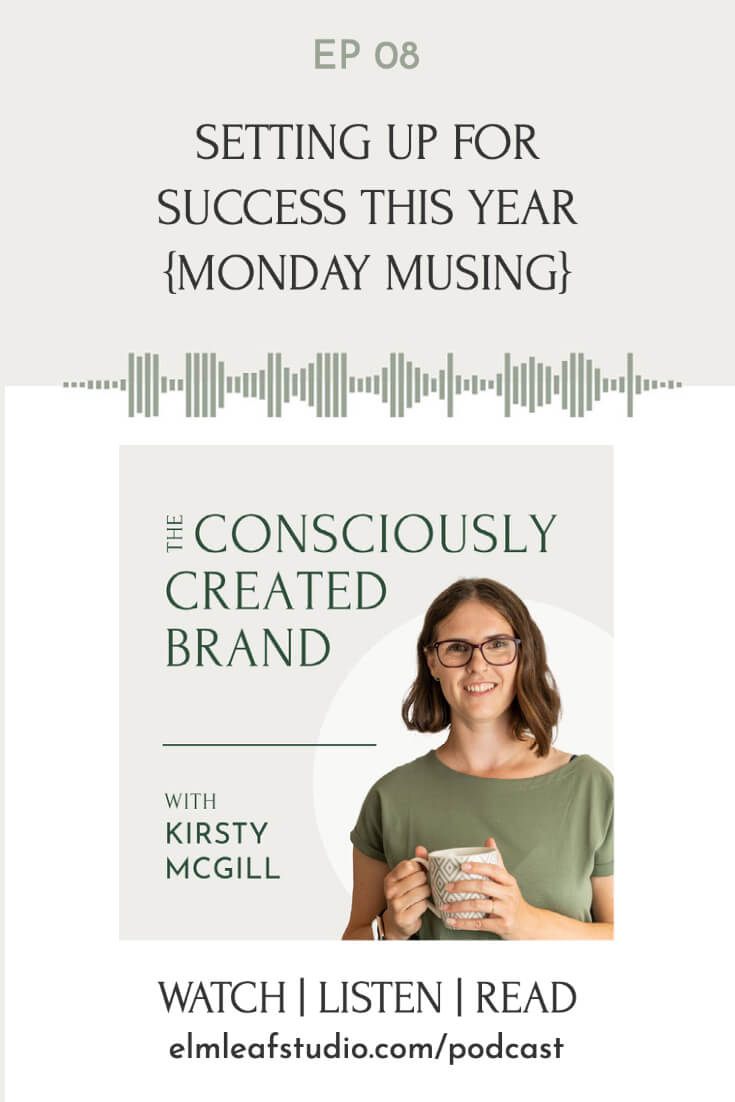 Pin for podcast, text reads 'setting up for success this year'