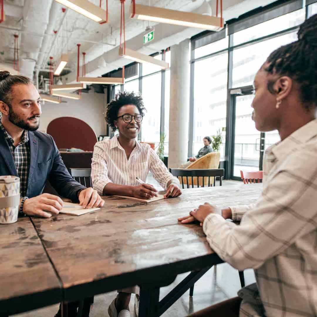 team meeting in an office