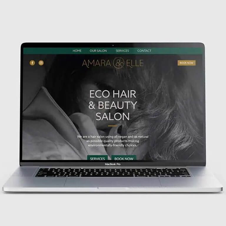 Eco salon website design mock-up