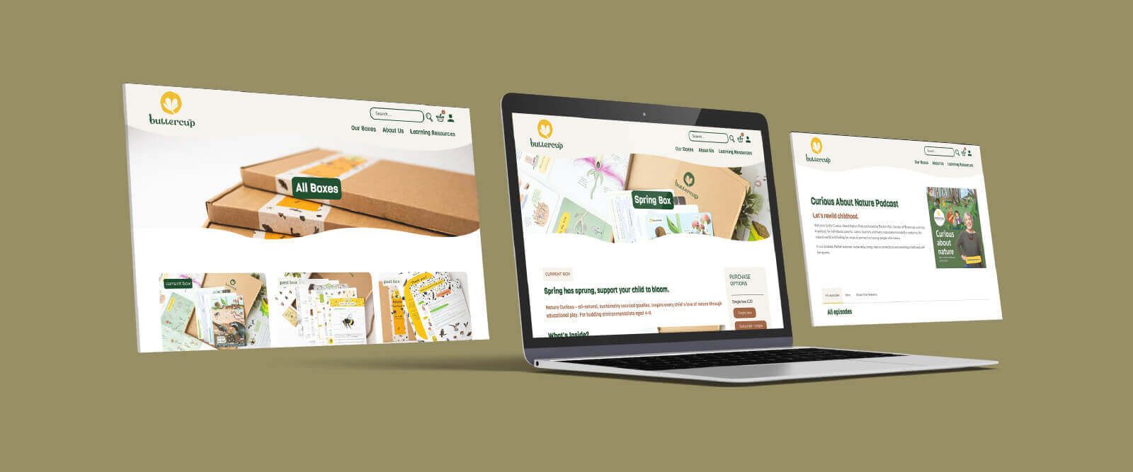 Buttercup Learning eco nature subscription box website design