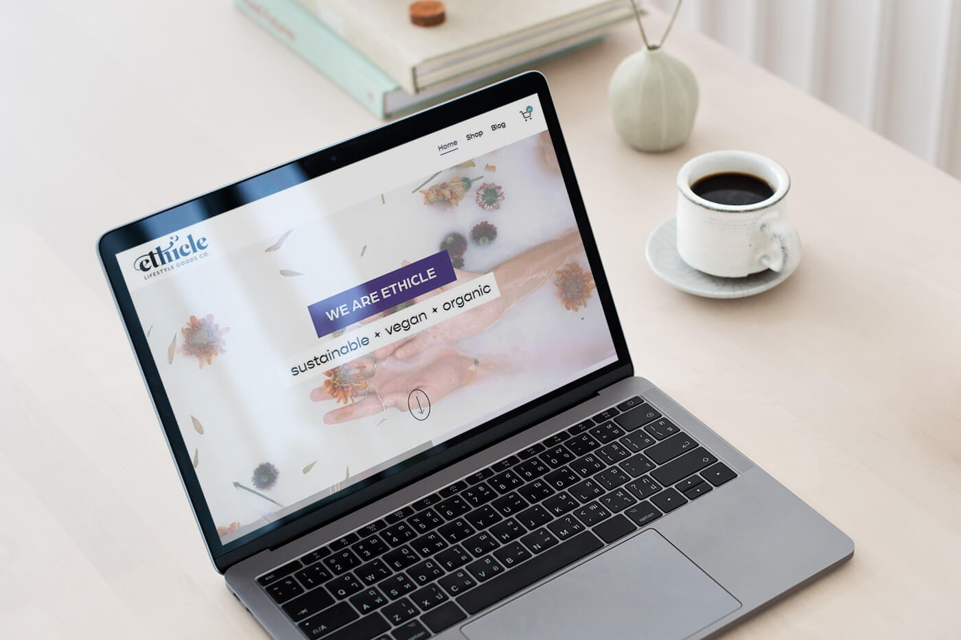 Ethical shop website design mockup