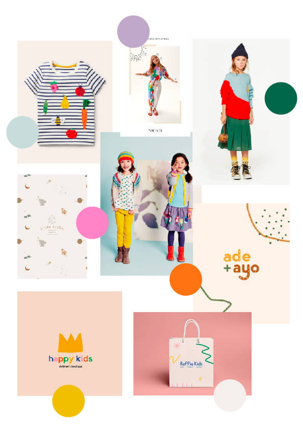 bright and playful moodboard for a brand design