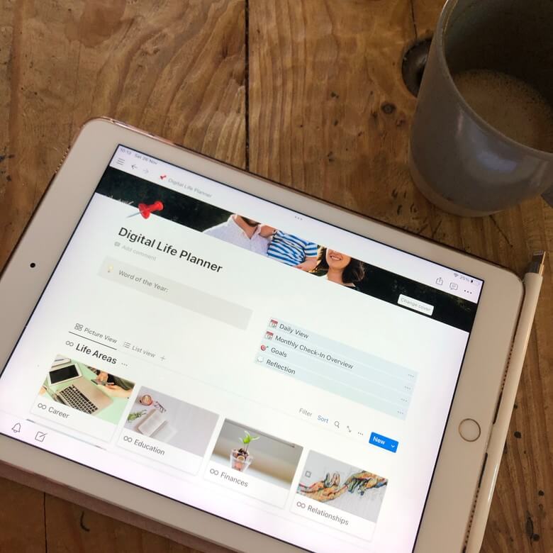 photo of Notion on an ipad